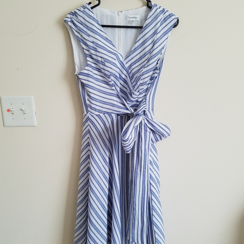 Calvin Klein Blue and White Striped Dress